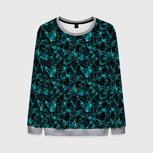 Мужской свитшот Голубой с черным абстрактный узор / 3D-Меланж – фото 1