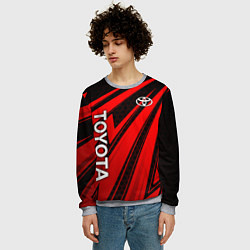 Свитшот мужской Тойота - красные полосы, цвет: 3D-меланж — фото 2