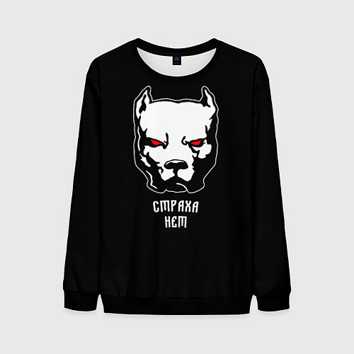 Мужской свитшот Страха нет - Питбуль и кастет / 3D-Черный – фото 1