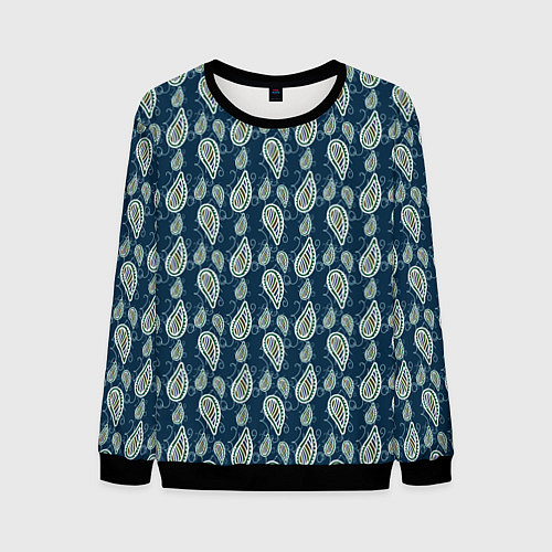 Мужской свитшот Абстрактные капли узор сине-зелёный / 3D-Черный – фото 1