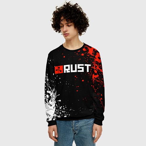 Мужской свитшот Раст - лого / 3D-Черный – фото 3