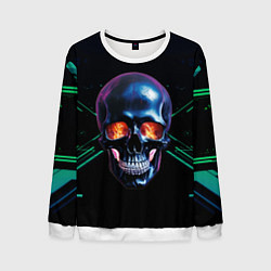 Свитшот мужской Череп с пламенем в глазницах, цвет: 3D-белый