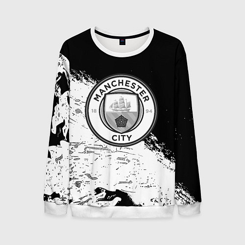 Мужской свитшот Манчестер сити черно белые краски / 3D-Белый – фото 1