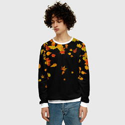 Свитшот мужской Осенние листья на черном, цвет: 3D-белый — фото 2