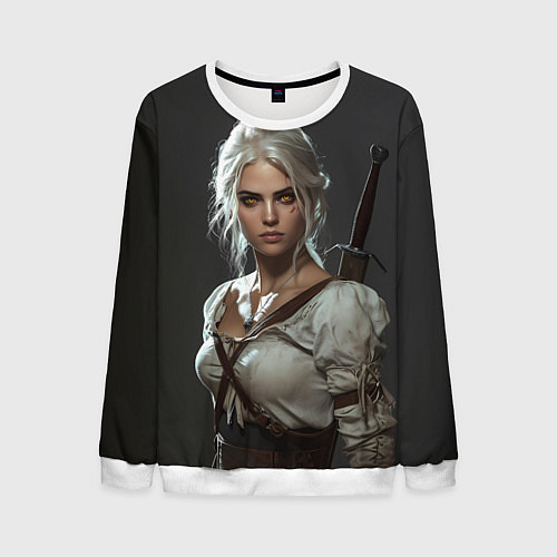 Мужской свитшот Цири строгий взгляд / 3D-Белый – фото 1