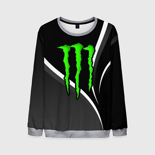 Мужской свитшот Monster energy - monochrome / 3D-Меланж – фото 1