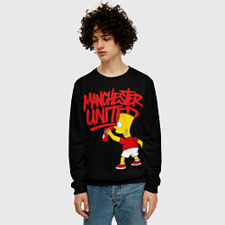 Свитшот мужской Граффити Манчестер Юнайтед и Барт Симсон, цвет: 3D-черный — фото 2