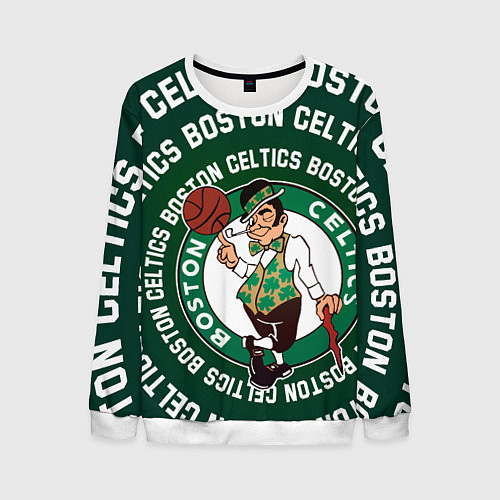 Мужской свитшот Бостон Селтикс логотип и надписи / 3D-Белый – фото 1