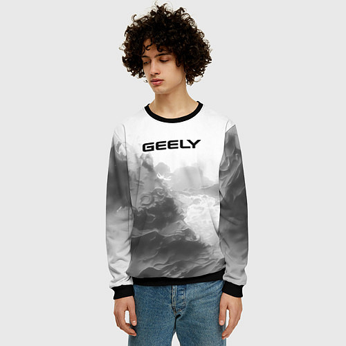 Мужской свитшот Geely на сером абстрактном фоне / 3D-Черный – фото 3