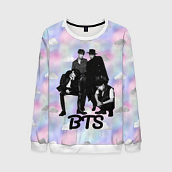 Свитшот мужской BTS черно-белый стиль, цвет: 3D-белый