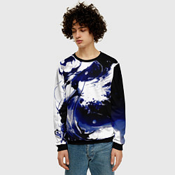 Свитшот мужской Чёрно-фиолетовый абстракция волна, цвет: 3D-черный — фото 2