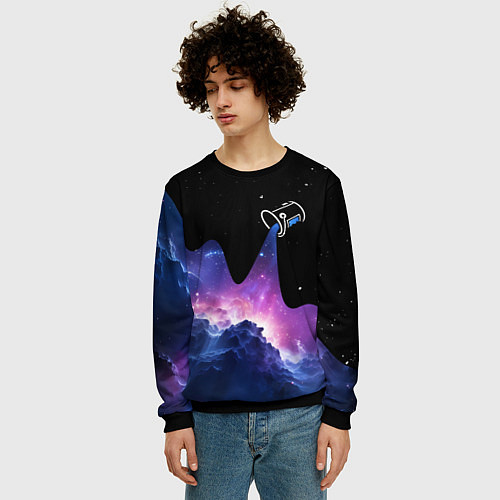 Мужской свитшот Потеки космической краски / 3D-Черный – фото 3