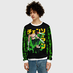 Свитшот мужской Аниме Человек бензопила, цвет: 3D-белый — фото 2