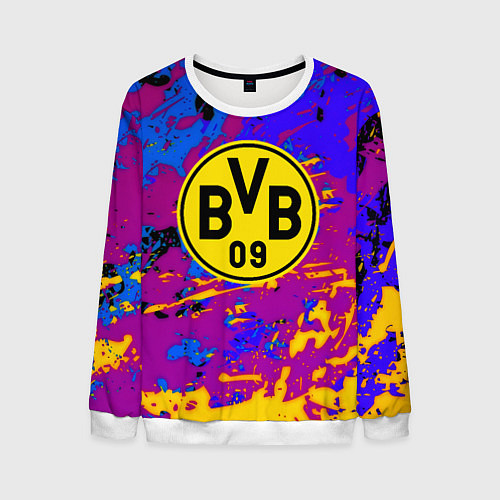 Мужской свитшот Borussia абстрактные краски / 3D-Белый – фото 1