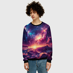 Свитшот мужской Фантастический космос вид с планеты, цвет: 3D-черный — фото 2