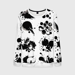 Мужской свитшот Чёрно-белые кляксы - абстракция