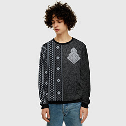 Свитшот мужской Славянский орнамент Макошь, цвет: 3D-черный — фото 2