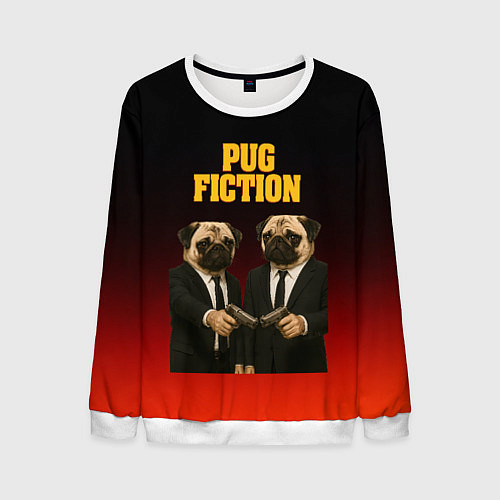 Мужской свитшот Пародия - Криминальное чтиво с мопсами / 3D-Белый – фото 1