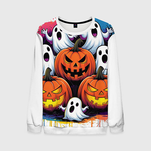 Мужской свитшот Happy Halloween 25 / 3D-Белый – фото 1