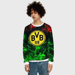 Свитшот мужской Borussia красно зеленый огонь, цвет: 3D-белый — фото 2