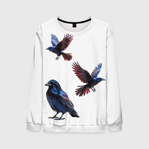 Мужской свитшот Вороны / 3D-Белый – фото 1