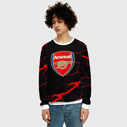 Свитшот мужской Arsenal красные молнии, цвет: 3D-белый — фото 2