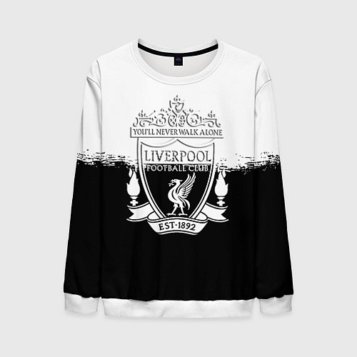 Мужской свитшот Liverpool краски черно белые / 3D-Белый – фото 1