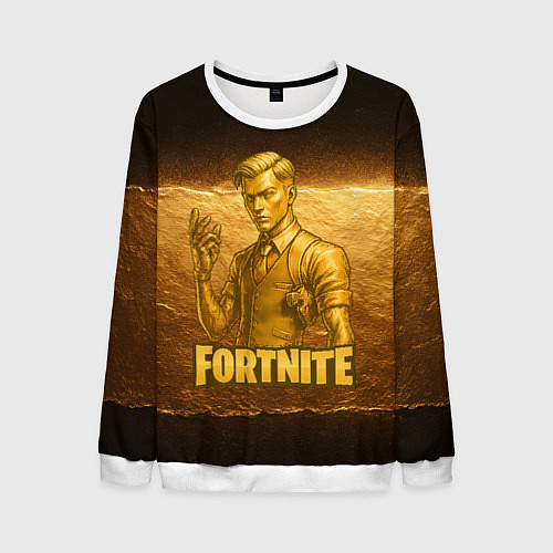 Мужской свитшот Fortnite золотой Мидас / 3D-Белый – фото 1