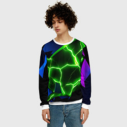Свитшот мужской Neon green glow, цвет: 3D-белый — фото 2