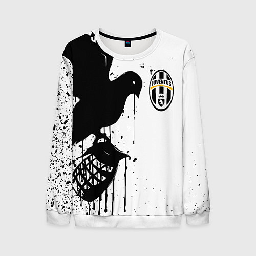 Мужской свитшот Ювентус черная птица краски / 3D-Белый – фото 1