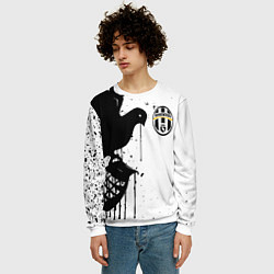 Свитшот мужской Ювентус черная птица краски, цвет: 3D-белый — фото 2