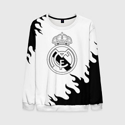 Мужской свитшот Реал Мадрид черный огонь
