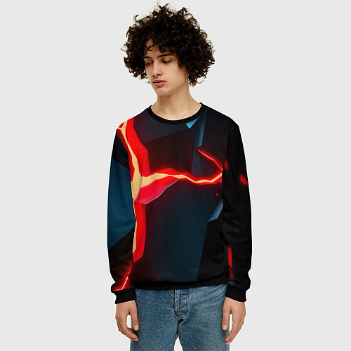 Мужской свитшот Neon orange / 3D-Черный – фото 3