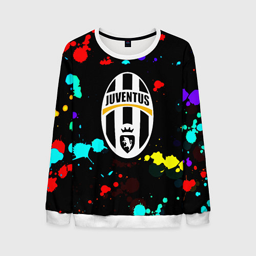 Мужской свитшот Ювентус брызги красок неон / 3D-Белый – фото 1