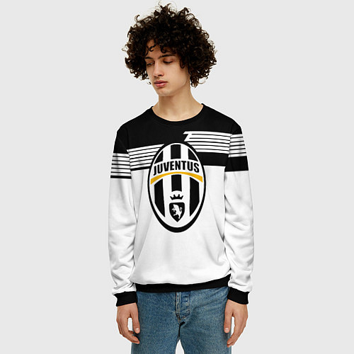 Мужской свитшот Juventus полосы линии / 3D-Черный – фото 3