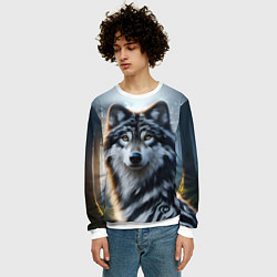 Свитшот мужской Морда волка - Россия, цвет: 3D-белый — фото 2