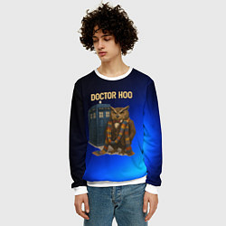 Свитшот мужской Doctor Hoo сова у телефонной будки, цвет: 3D-белый — фото 2