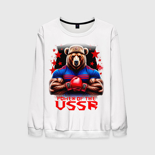 Мужской свитшот USSR медведь / 3D-Белый – фото 1