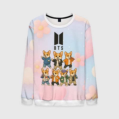 Мужской свитшот Корги BTS / 3D-Белый – фото 1