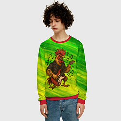 Свитшот мужской Петух гитарист, цвет: 3D-красный — фото 2