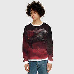 Свитшот мужской Черная лошадь в красном тумане, цвет: 3D-белый — фото 2
