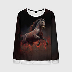 Свитшот мужской Лошадь выпрыгивает из тумана, цвет: 3D-белый