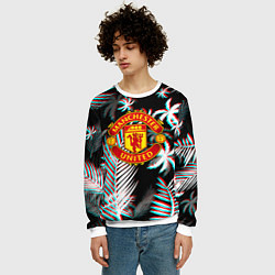 Свитшот мужской Манчестер Юнайтед тропики глитч, цвет: 3D-белый — фото 2