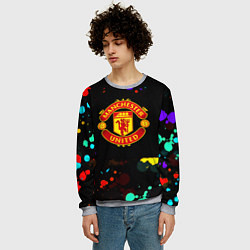 Свитшот мужской Манчестер Юнайтед краски неон, цвет: 3D-меланж — фото 2