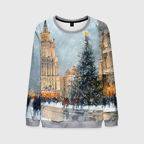 Мужской свитшот Новогодняя Москва / 3D-Меланж – фото 1
