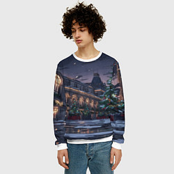 Свитшот мужской Новогодняя Московская ночь, цвет: 3D-белый — фото 2