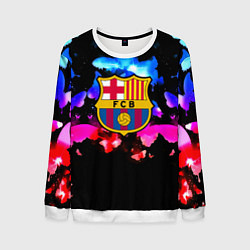 Свитшот мужской Барселона неоновые бабочки, цвет: 3D-белый