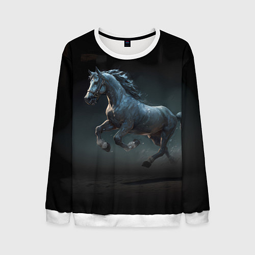 Мужской свитшот Конь бегун / 3D-Белый – фото 1