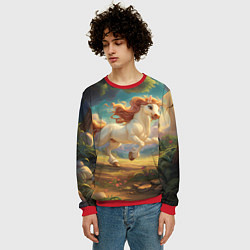 Свитшот мужской Белая мультяшная лошадка, цвет: 3D-красный — фото 2