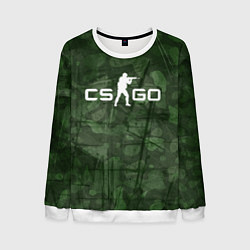 Свитшот мужской Эмблема CS GO на камуфляжном фоне, цвет: 3D-белый